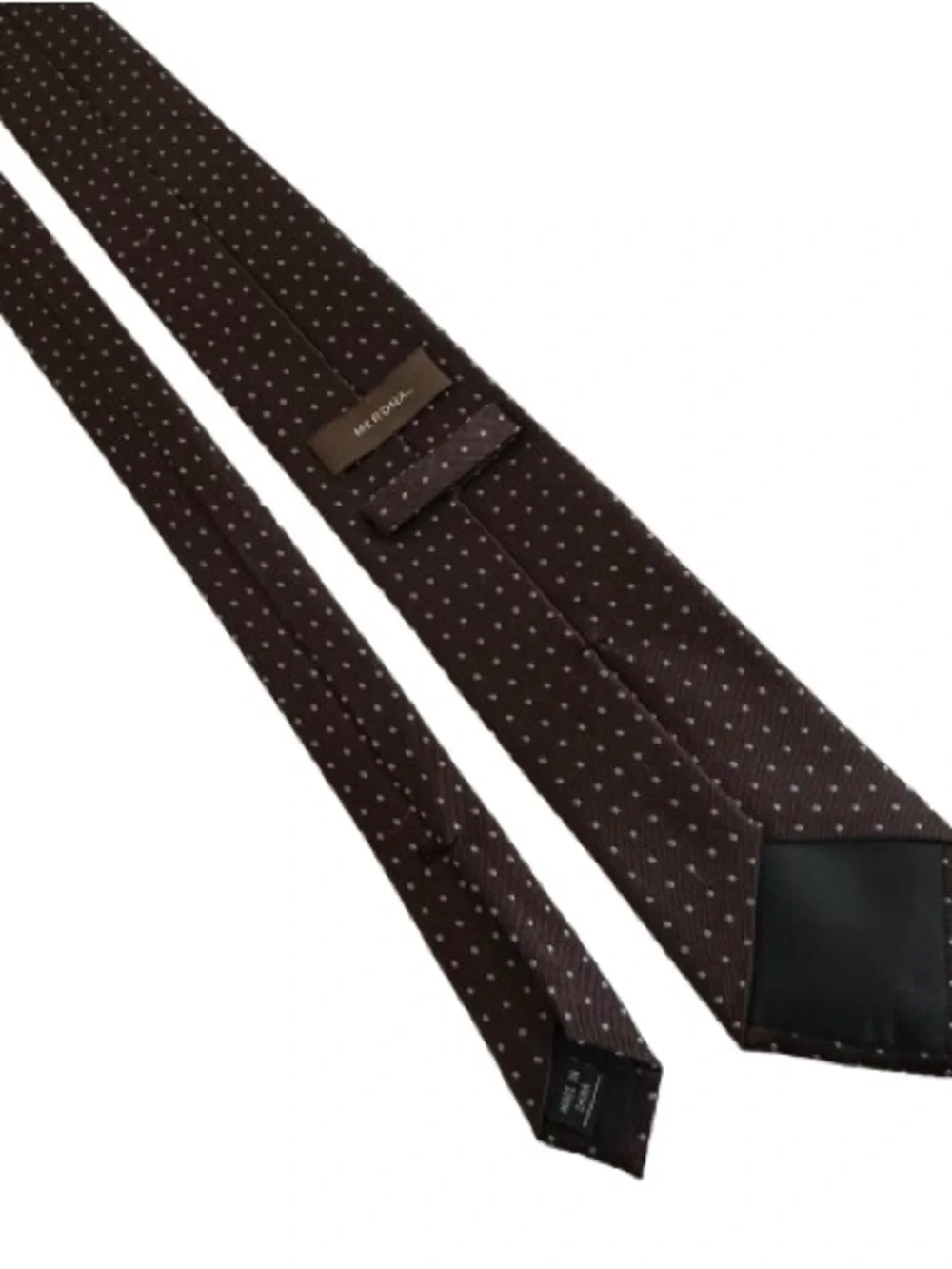 Merona Brown with Blue Microdot Design Silk Men's Tie for Office/Dress Occasion